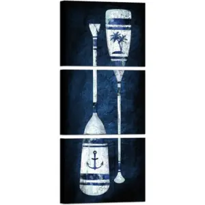 ALAYRA Retro Old Lighthouse Canvas Wall Art Rustic Coastal Seascape Picture Prints for Home Wall Decoration Artwork (D-Navy Blue) 01