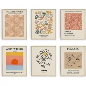 ALAYRA Retro Room Decor, Matisse Abstract Wall Art Prints, Minimalist Boho Bedroom Decor for Girs Unframed, 8x10in, Set of 6 01