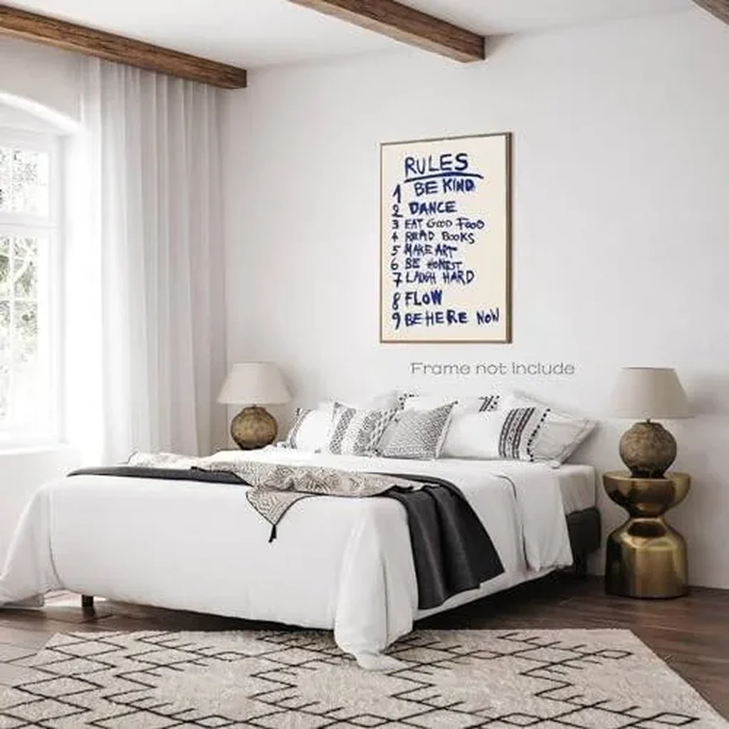 ALAYRA Retro Wall Art Rules Art Print Trendy Wall Art Retro Quote Print Preppy Wall Art Check Print Inspirational Aesthetic Wall Art for Bedroom Living Room Dorm Room Decor 16x24inch Unframed 01 - Image 3