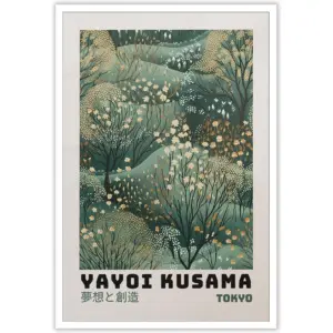 ALAYRA Retro Yayoi KUAEma Poster KUAEma Inspired Prints Painting Green Abstract Wall Art Japanese Wall Art Modern Gallery Exhibition Wall Decor Home Wall Decor 12x16in Unframed 01