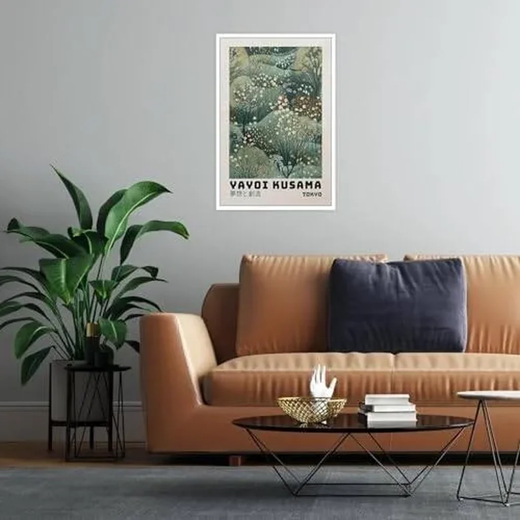 ALAYRA Retro Yayoi KUAEma Poster KUAEma Inspired Prints Painting Green Abstract Wall Art Japanese Wall Art Modern Gallery Exhibition Wall Decor Home Wall Decor 12x16in Unframed 01 - Image 2