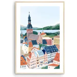 ALAYRA Riga Art Print, Latvia Wall Art, Riga Poster, Travel Gift, Travel Poster, Home Decor, Europe print, Housewarming (Unframed) (16x24) 01