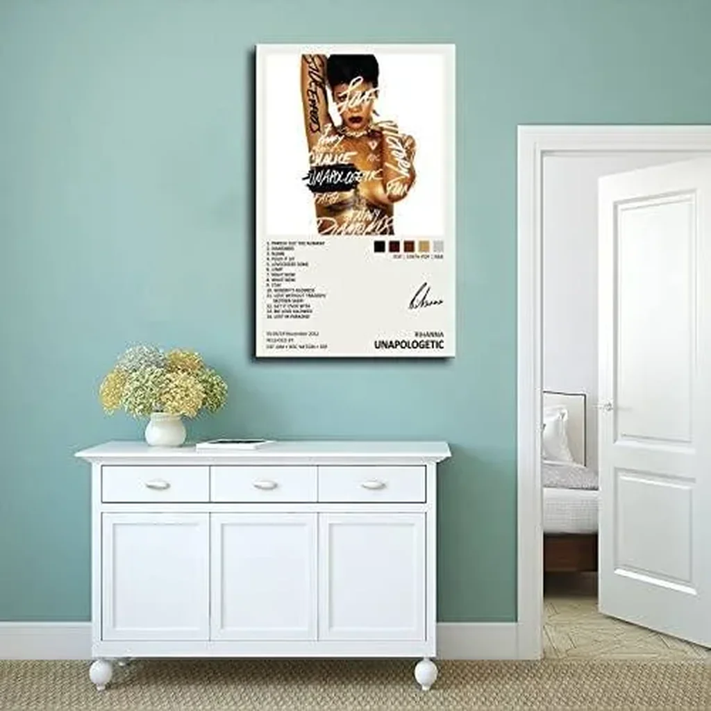 ALAYRA Rihanna Poster Unapologetic Music Album Cover Signed Limited Poster Canvas Poster Wall Art Decor Print Picture Paintings for Living Room Bedroom Decoration Unframe12x18inch(30x45cm) 01 - Image 2