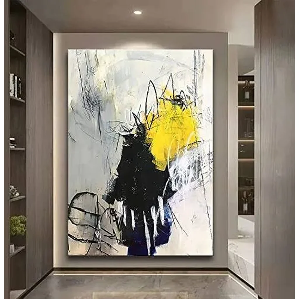 ALAYRA Riveda Wall art canvas abstract Poster Prints orange fantasy colorful graffiti on white black background modern artwork decoration living room bedroom kitchen framed 24"36" inches 01 - Image 2