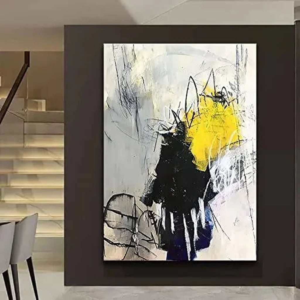 ALAYRA Riveda Wall art canvas abstract Poster Prints orange fantasy colorful graffiti on white black background modern artwork decoration living room bedroom kitchen framed 24"36" inches 01 - Image 3