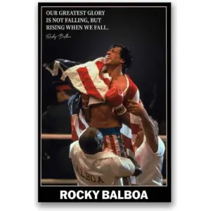 ALAYRA Rocky Balboa Motivational Quote Movie Poster Decorative Wall Art Boxing Inspiring Quotes Hope Prints Artwork Modern Wall Decor (16x24in(40x60cm)-Unframed) 01