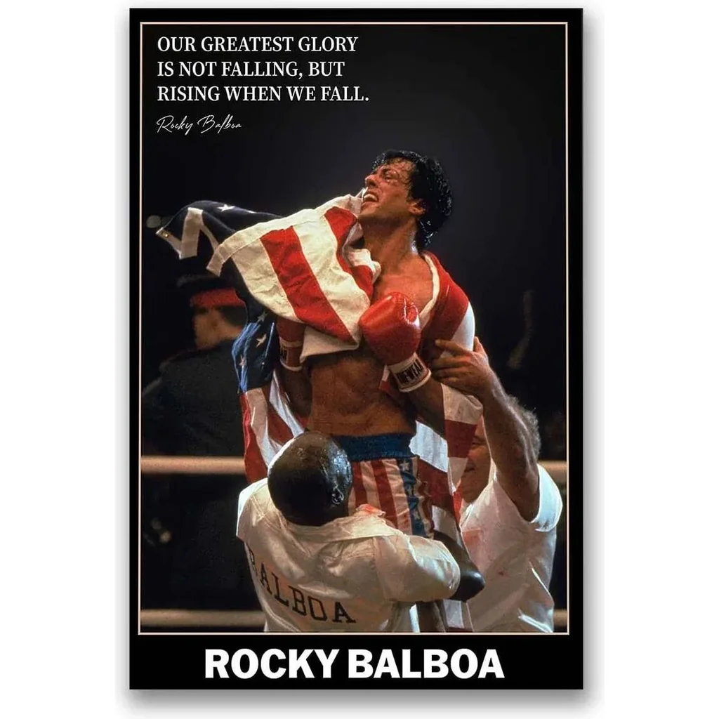 ALAYRA Rocky Balboa Motivational Quote Movie Poster Decorative Wall Art Boxing Inspiring Quotes Hope Prints Artwork Modern Wall Decor (16x24in(40x60cm)-Unframed) 01