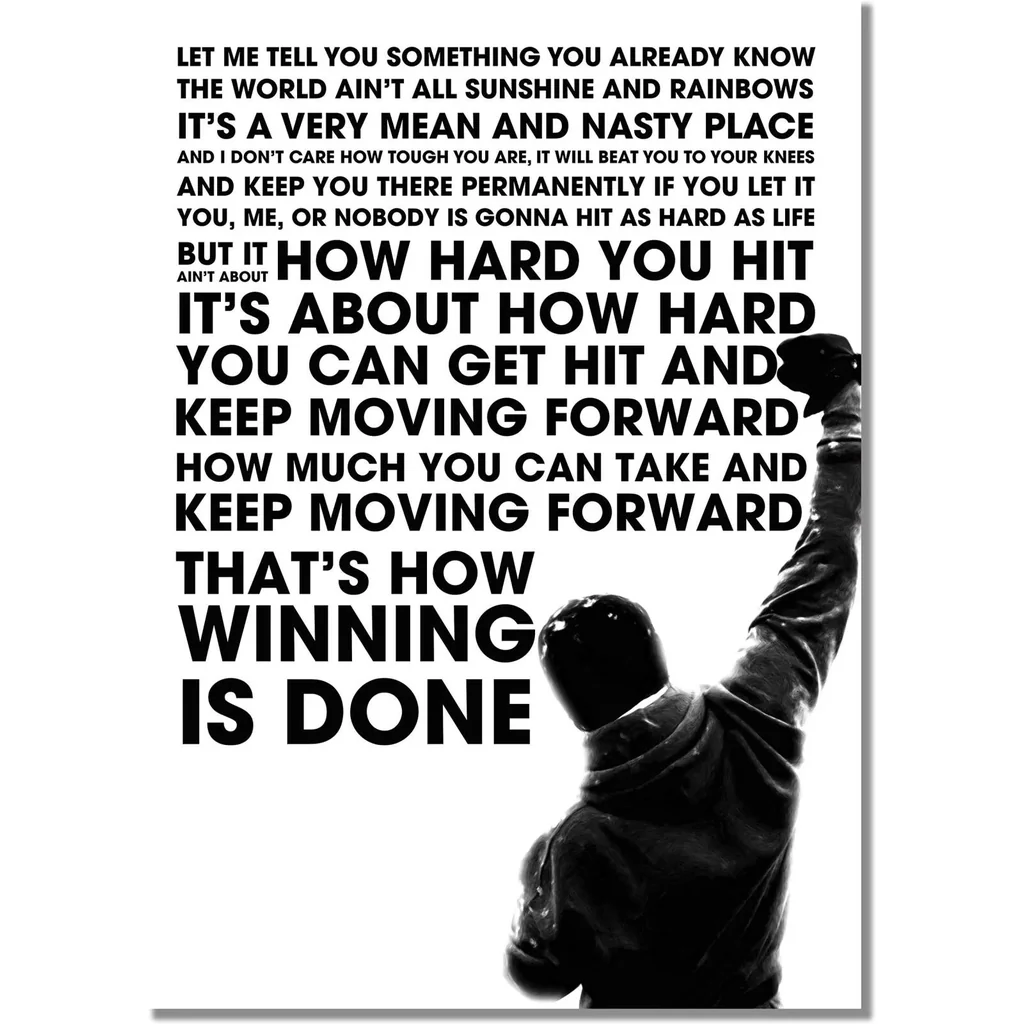ALAYRA Rocky Balboa Sylvester Stallone A3 Unframed Motivation Quote Poster Sport Boxing Photo Inspiration Winner Picture 01