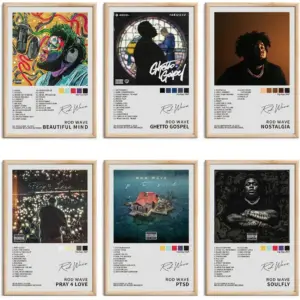ALAYRA Rod Wave Limited Posters Music Album Cover Posters Room Aesthetic Canvas Wall Art Posters Prints Set of 6 for Girl and Boy Teens Dorm Room Decor 8x12 inch Unframed 01