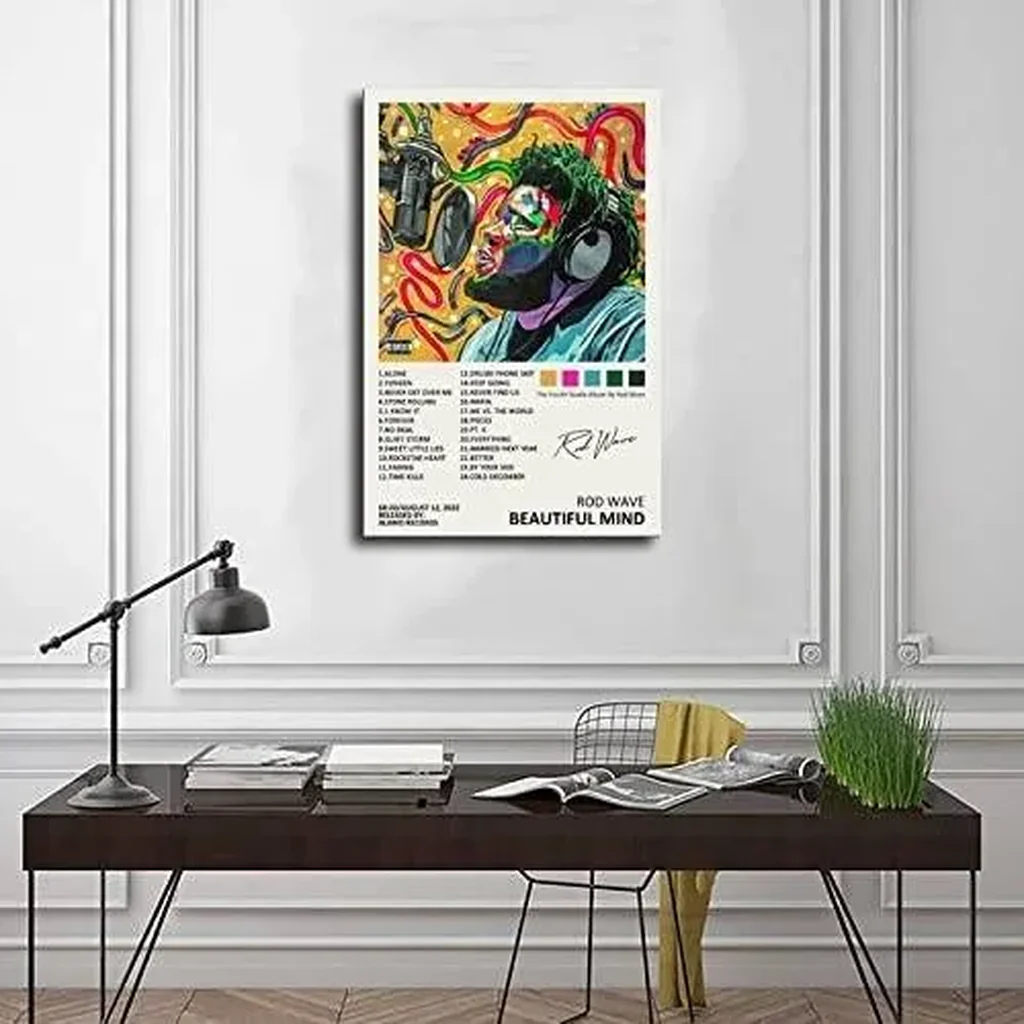 ALAYRA Rod Wave Poster Beautiful Mind Music Album Cover Signed Limited Edition Canvas Poster Wall Art Decor Print Picture Paintings for Living Room Bedroom Decoration Unframe16x24inch(40x60cm) 01 - Image 2
