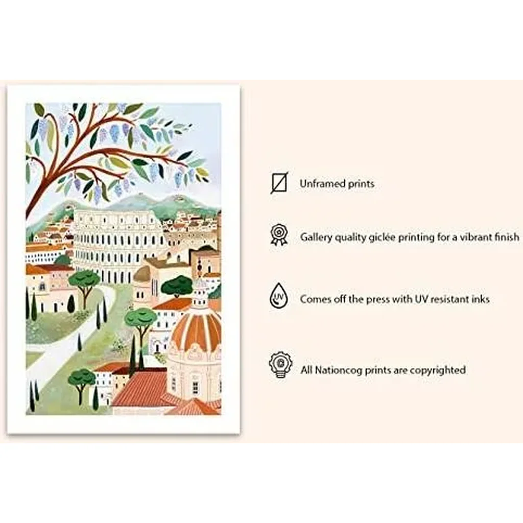 ALAYRA Roma Art - The Colosseum, Italy Travel Poster, Europe Print - Unframed (16x24) Housewarming Gift 01 - Image 3