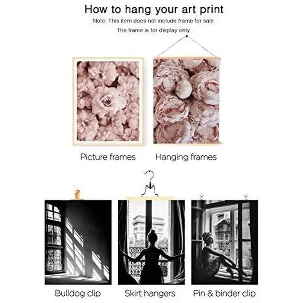 ALAYRA Romantic Roses Fashion Wall Art Prints Set of 6 Black and White Pink Minimalist Wall Art Canvas Painting Posters Prints Poster Set (11"x14" UNFRAMED) Window Girl Art 01 - Image 4