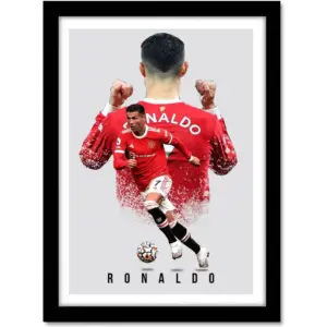 ALAYRA Ronaldo Manchester New Print Man Utd Framed Poster, multicolour, Print, 10inch x 13inch For Room Office 01