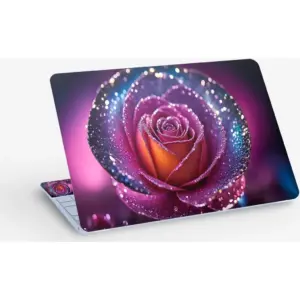 ALAYRA Rose Flower Crystalize Digital Art, Laptop Skin Sticker Decal, 13.3 14 15 15.4 15.6 Inch Laptop Universal Vinyl Skin Sticker Cover, Dustproof, Waterproof, Decal Protector With Free 2 Wrist Pads