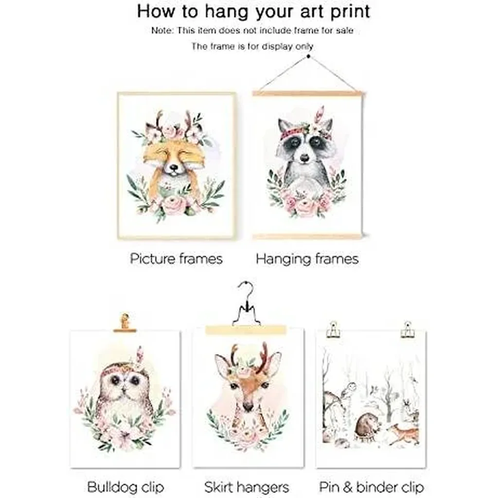 ALAYRA Safari Baby Animals Wall Art Prints, Woodland Cute Owl Deer Jungle Theme Nursery Decor, Boys Girls Kids Room, UNFRAMED (Set of 6, 11x14 Inch) 01 - Image 2