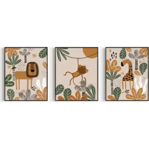 ALAYRA Safari Nursery Wall Art Prints - Set of 3 - Animals Wall Art Posters for Kids Room Decor - 8x10 inch Unframed 01