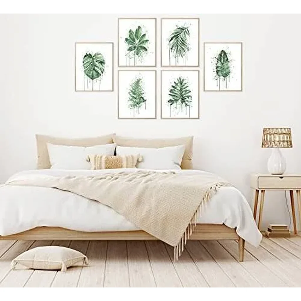 ALAYRA Sage Green Leaf Poster Watercolour Splash Botanical Plant Wall Art Boho Plant Wall Decor Canvas Leaves Prints for Bedroom Livingroom Bathroom Wall Decor (11"x14" UNFRAMED) 01 - Image 2