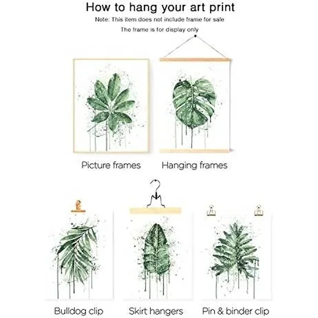 ALAYRA Sage Green Leaf Poster Watercolour Splash Botanical Plant Wall Art Boho Plant Wall Decor Canvas Leaves Prints for Bedroom Livingroom Bathroom Wall Decor (8"x10" UNFRAMED) 01 - Image 5