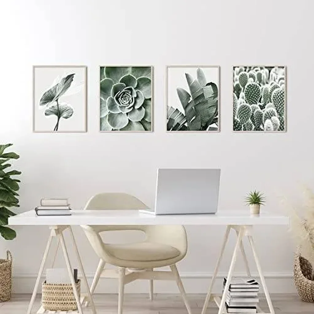 ALAYRA Sage Green Room Decor Wall Art Prints Bathroom Decor Wall Art Motivational Wall Art Bedroom Boho Wall Decor Plant Leaves Set of 6 (8x10in Unframed, Sage Green) 01 - Image 3
