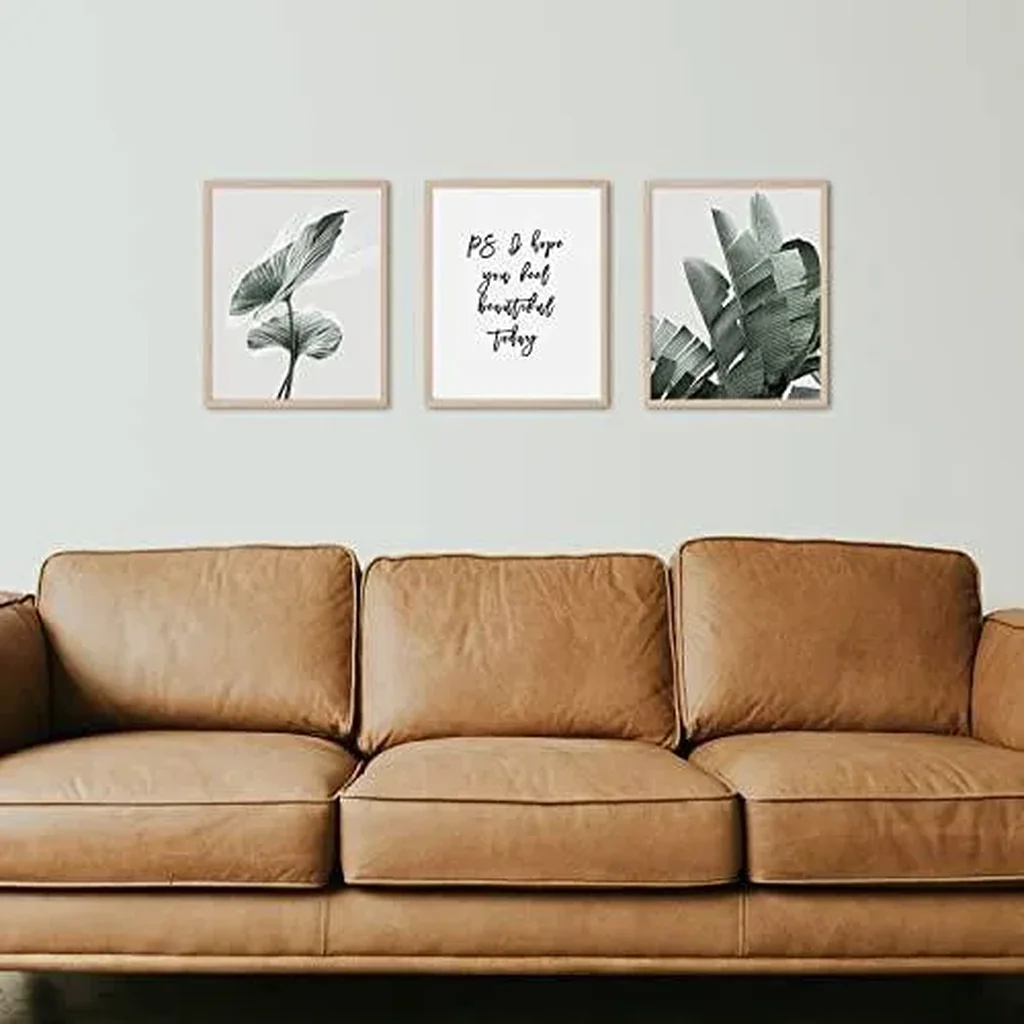 ALAYRA Sage Green Room Decor Wall Art Prints Bathroom Decor Wall Art Motivational Wall Art Bedroom Boho Wall Decor Plant Leaves Set of 6 (8x10in Unframed, Sage Green) 01 - Image 4
