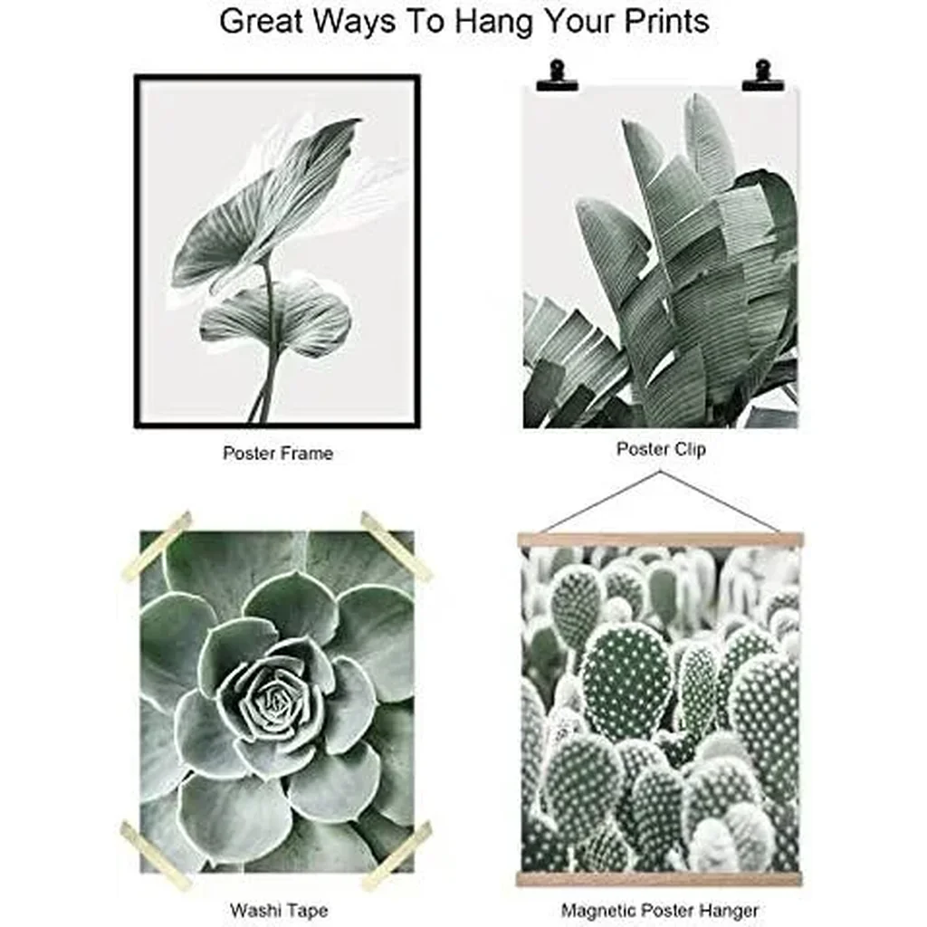 ALAYRA Sage Green Room Decor Wall Art Prints Bathroom Decor Wall Art Motivational Wall Art Bedroom Boho Wall Decor Plant Leaves Set of 6 (8x10in Unframed, Sage Green) 01 - Image 6
