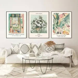 ALAYRA Sage Green Wall Art Abstract Matisse Wall Decor Exhibition Posters Minimalist Art Prints Vintage Vin Gogh Wall Art Retro Room Decor for Aesthetic Bedroom Boho Art Prints 12x16 Inch Unframed 01