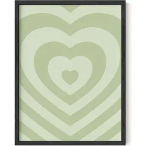 ALAYRA Sage Green Wall Dcor Teen Wall Art Hearts Sage Green Decor Aesthetic Cute Posters Aesthetic Heart Wall Art Wall Poster Aesthetic Dark Green Wall Art Dorm Room Posters UNFRAMED 12"x16" 01