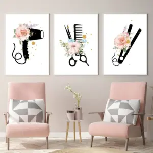ALAYRA Salon Decor Hair Stylist Fashion Wall Art for Barber Shop and Makeup - Designer Sign 12x16 Inch x3 Unframed 01