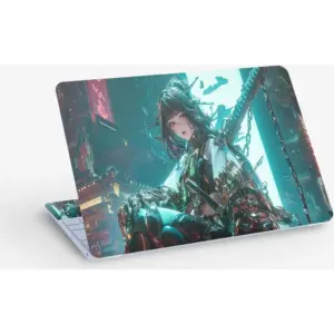 ALAYRA Samurai Anime Girl Katana Sci Fi, Laptop Skin Sticker Decal, 13.3 14 15 15.4 15.6 Inch Laptop Universal Vinyl Skin Sticker Cover, Dustproof, Waterproof, Decal Protector With Free 2 Wrist Pads 0