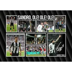 ALAYRA Sandro Tonali - ' Sandro Ole, Ole, Ole ' Signed A4 Montage Autograph Photo Print WIth Pre Printed Signature Which Would Make A Superb Gift For Any Fan. 01