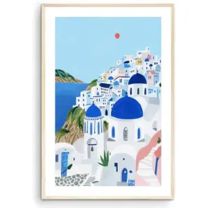 ALAYRA Santorini, Greece Art Print, Santorini Wall Art, Travel Print, Travel Poster, Europe Print, Wall Decor, Housewarming Gift (Unframed) (12x18) 01