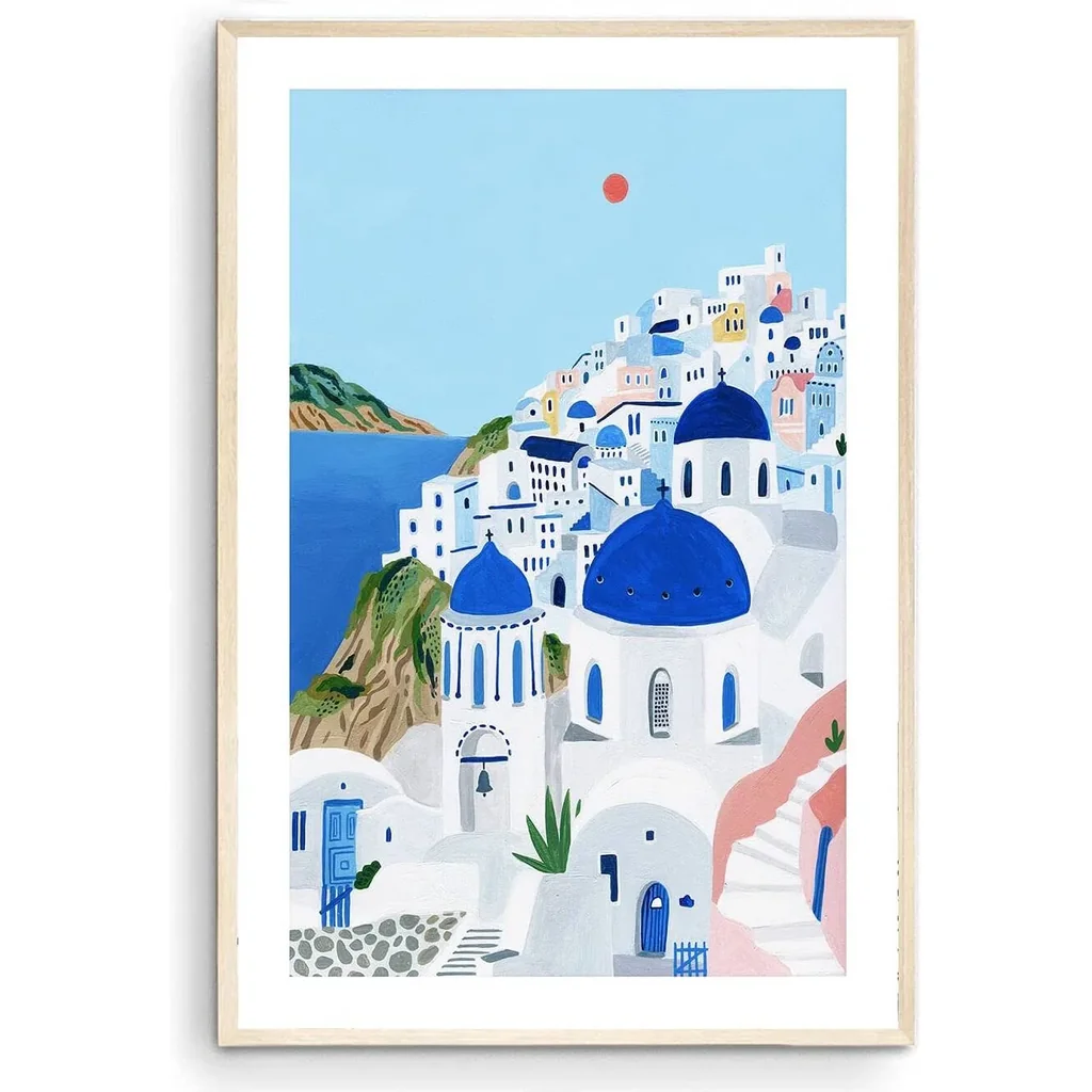 ALAYRA Santorini, Greece Art Print, Santorini Wall Art, Travel Print, Travel Poster, Europe Print, Wall Decor, Housewarming Gift (Unframed) (12x18) 01
