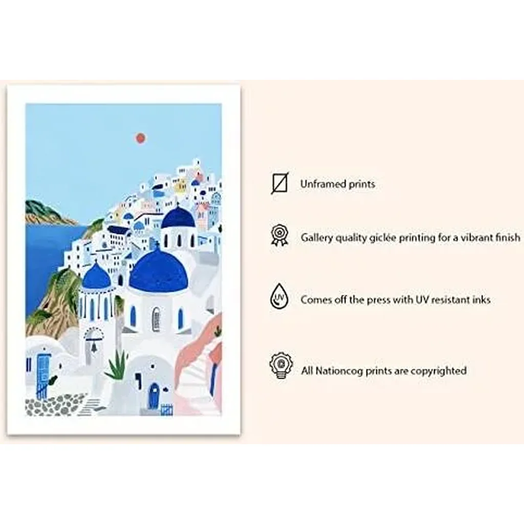 ALAYRA Santorini, Greece Art Print, Santorini Wall Art, Travel Print, Travel Poster, Europe Print, Wall Decor, Housewarming Gift (Unframed) (12x18) 01 - Image 3