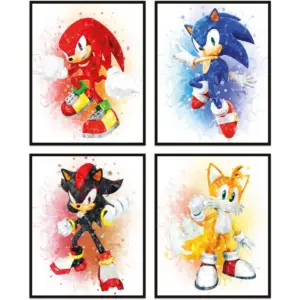 ALAYRA Selesmir Design Hedgehog Poster Unframed Set of 4 (8x10 Inches) Hedgehog Bedroom Decor Posters for Boys Room Nursery Prints Kids Room Wall Decor 01