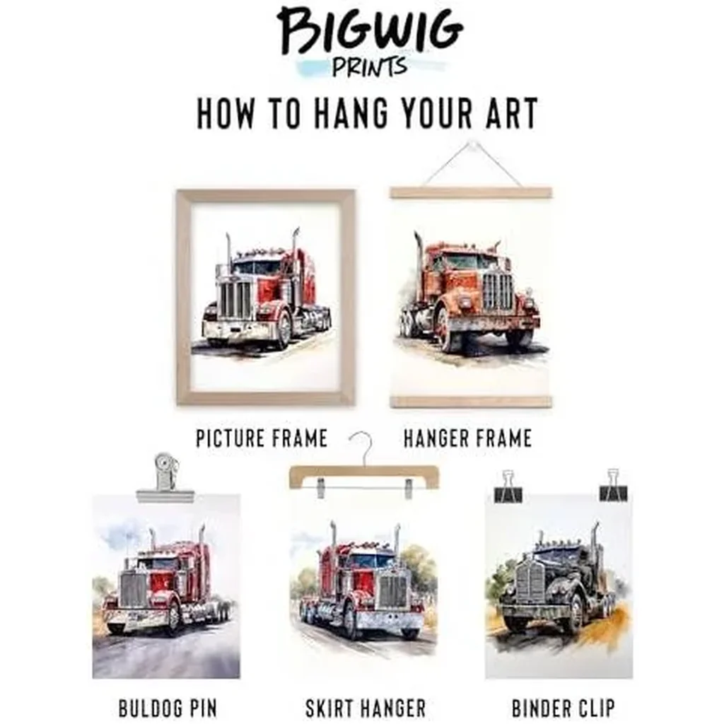 ALAYRA Semi Truck Decor - Construction & Truck Wall Art for Boys Room, 9 Unframed 8x10 Posters 01 - Image 4