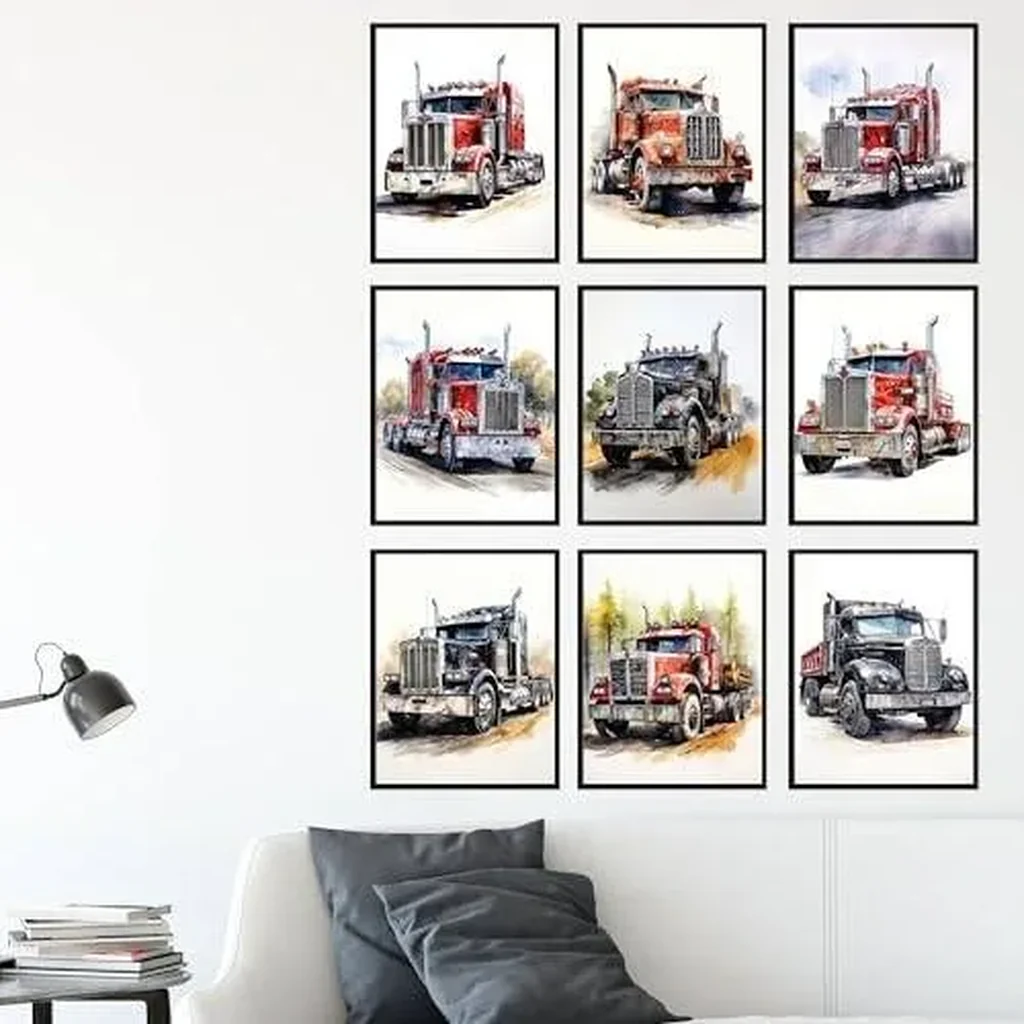 ALAYRA Semi Truck Decor - Construction & Truck Wall Art for Boys Room, 9 Unframed 8x10 Posters 01 - Image 5