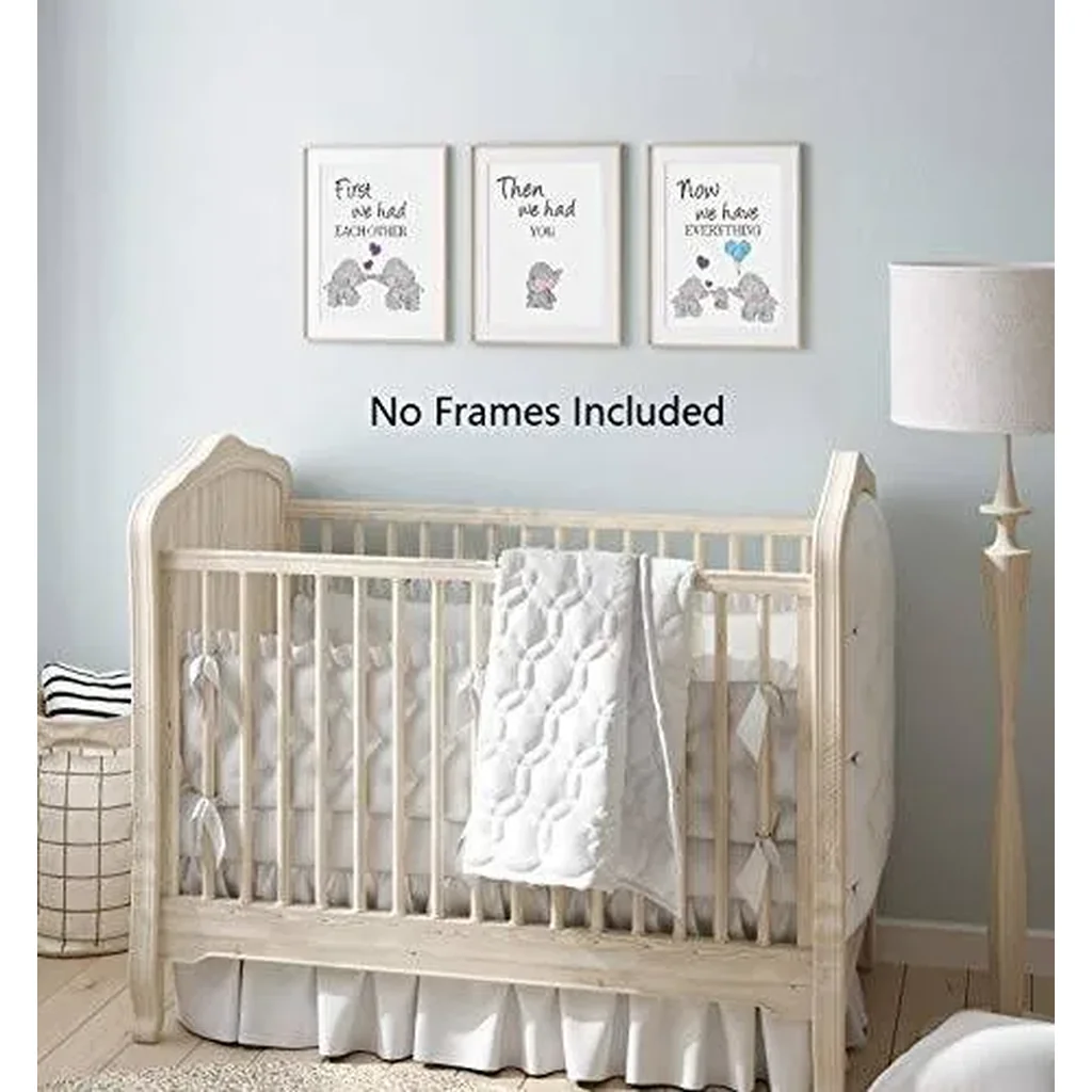 ALAYRA Set of 3 Canvas Pictures For Children's Baby Room Decoration, Baby Elephant Art Print, Elephant Family Love Quote Wall Art Poster, Living Room Bedroom Home Decor Nursery Art Canvas, Unframed 8" - Image 4