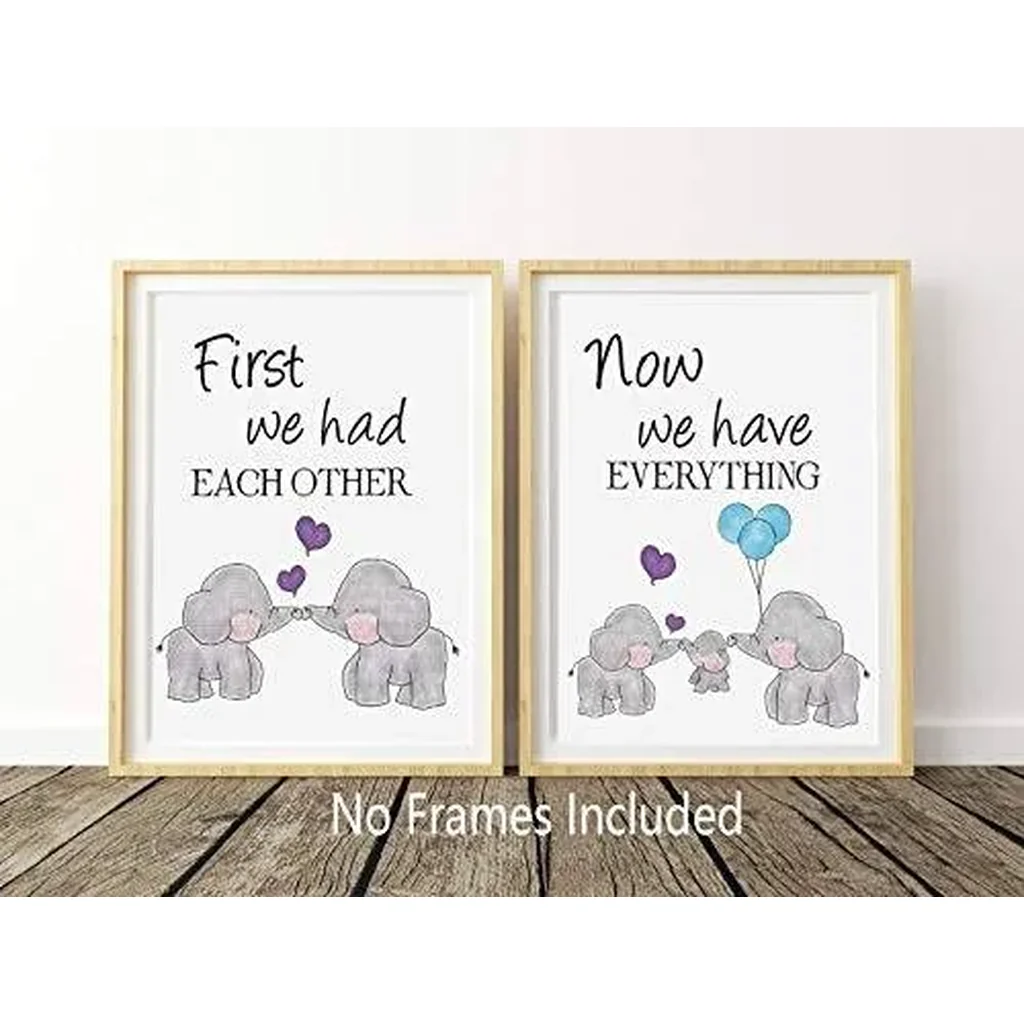 ALAYRA Set of 3 Canvas Pictures For Children's Baby Room Decoration, Baby Elephant Art Print, Elephant Family Love Quote Wall Art Poster, Living Room Bedroom Home Decor Nursery Art Canvas, Unframed 8" - Image 5