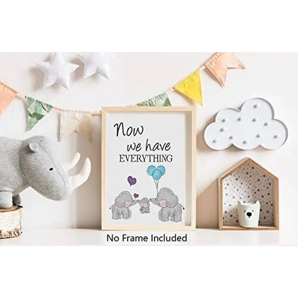 ALAYRA Set of 3 Canvas Pictures For Children's Baby Room Decoration, Baby Elephant Art Print, Elephant Family Love Quote Wall Art Poster, Living Room Bedroom Home Decor Nursery Art Canvas, Unframed 8" - Image 6