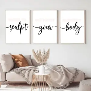 ALAYRA Set of 3, Blush Pink Body Sculpting Wall Decor Spa Salon Pictures and Wall Art Spa Artwork for Spa Room Girl Room 16x24 Inch Unframed 01