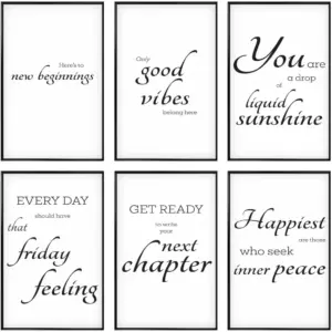 ALAYRA Set Of 6 Inspirational Wall Art With Lovely Quotes - Daily Positive Affirmations - Size 11x17 inches - Inspirational Wall Art With Quotes - Inspirational Posters For Women And Men 01