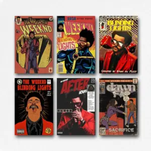 ALAYRA Set Of 6 The Poster Weeknd Comic Book Art Poster Wall Art Canvas Posters Room Decorative Aesthetic Poster Print Decor Posters 08x12inch(20x30cm) Style 01