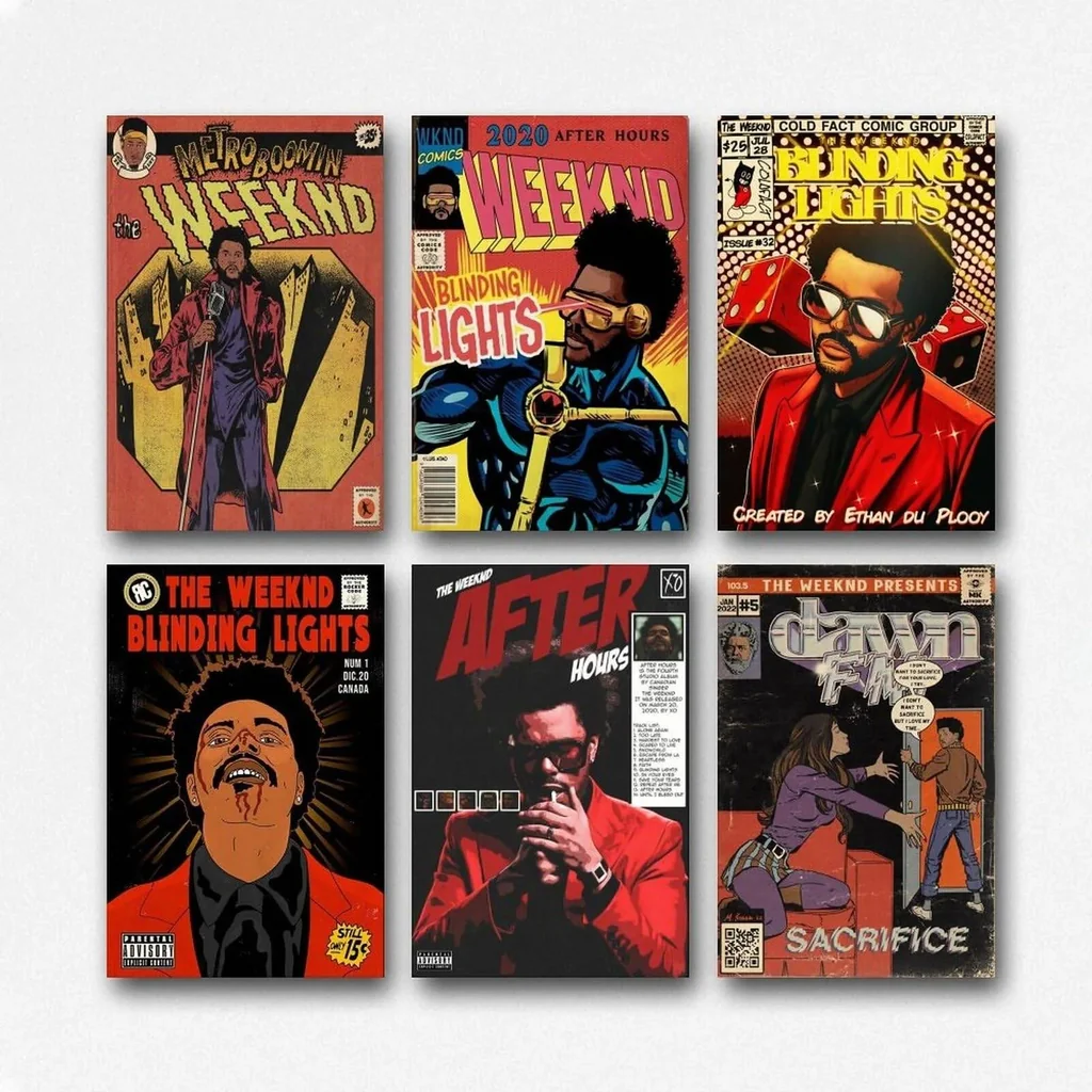ALAYRA Set Of 6 The Poster Weeknd Comic Book Art Poster Wall Art Canvas Posters Room Decorative Aesthetic Poster Print Decor Posters 08x12inch(20x30cm) Style 01