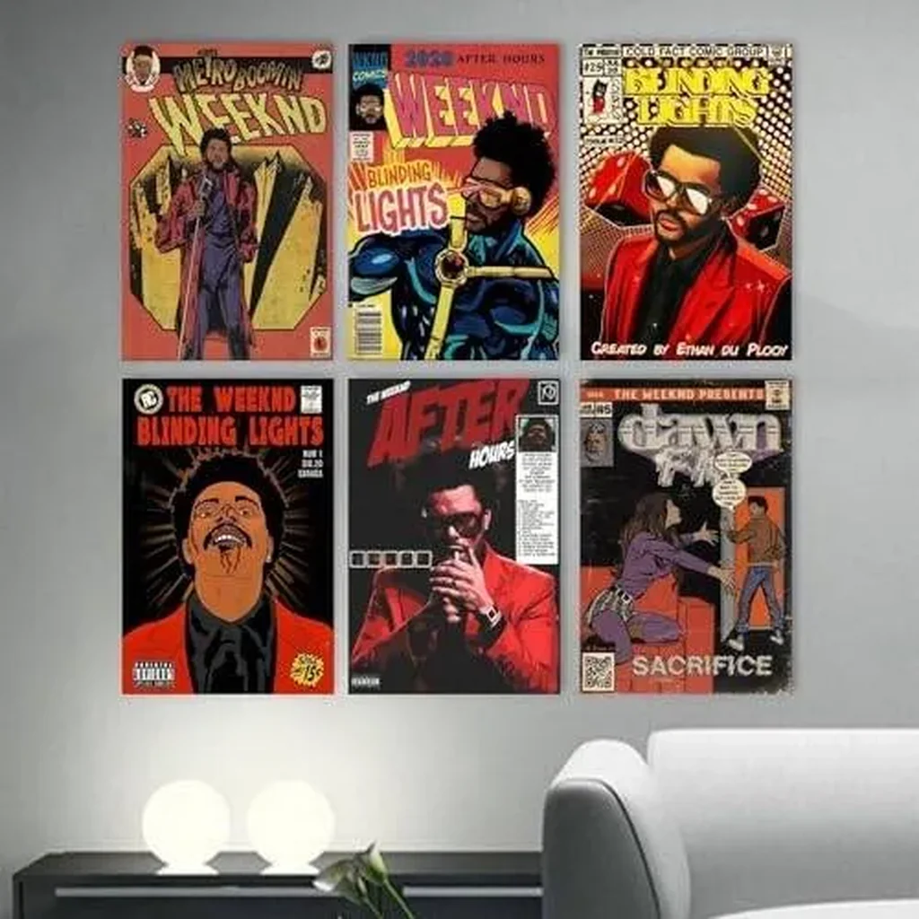 ALAYRA Set Of 6 The Poster Weeknd Comic Book Art Poster Wall Art Canvas Posters Room Decorative Aesthetic Poster Print Decor Posters 08x12inch(20x30cm) Style 01 - Image 3