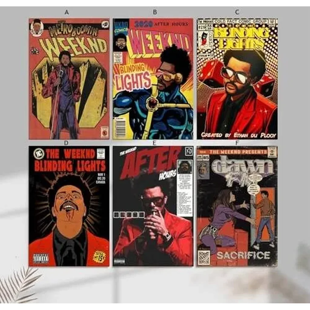 ALAYRA Set Of 6 The Poster Weeknd Comic Book Art Poster Wall Art Canvas Posters Room Decorative Aesthetic Poster Print Decor Posters 08x12inch(20x30cm) Style 01 - Image 4