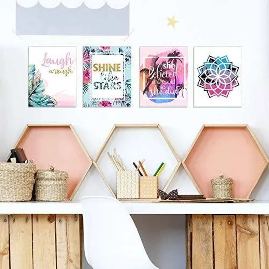 ALAYRA Set of 9 Inspirational Prints Teen Girl Room Wall Art Flamingo Pineapple Leaf Motivational Phrases Posters Girls Bedroom Home Decorations Unframed 01 - Image 4