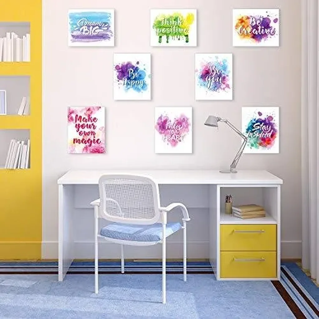 ALAYRA Set of 9 Inspirational Wall Art Prints Abstract Paint Motivational Quote Phrases Posters for Living Room Office Classroom Kids Room Decoration 8x10inch Unframed 01 - Image 2