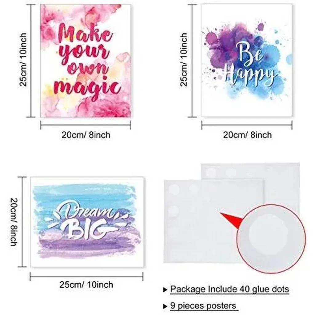 ALAYRA Set of 9 Inspirational Wall Art Prints Abstract Paint Motivational Quote Phrases Posters for Living Room Office Classroom Kids Room Decoration 8x10inch Unframed 01 - Image 3