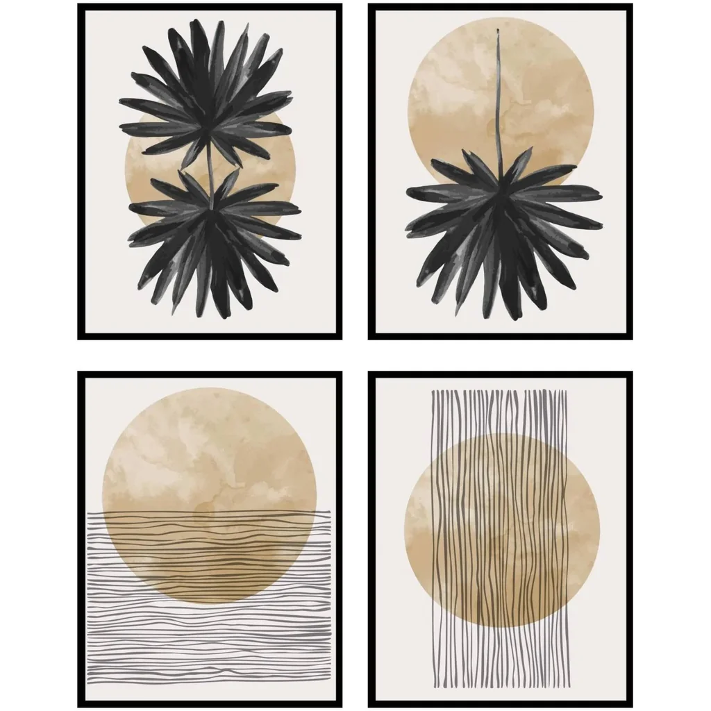 ALAYRA Set of Geometric Prints, Wall Art Poster, Abstract Geometric Prints - Unframed (8x10) 01