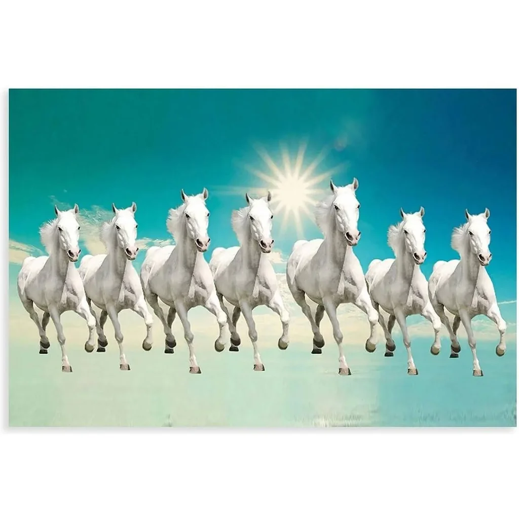 ALAYRA Seven Lucky Running Wild Horses Art Animal Wall Art Running Horses Wall Posters 9 Canvas Poster Wall Art Decor Print Picture Paintings for Living Room Bedroom Decoration Unframe-style Unframe-s